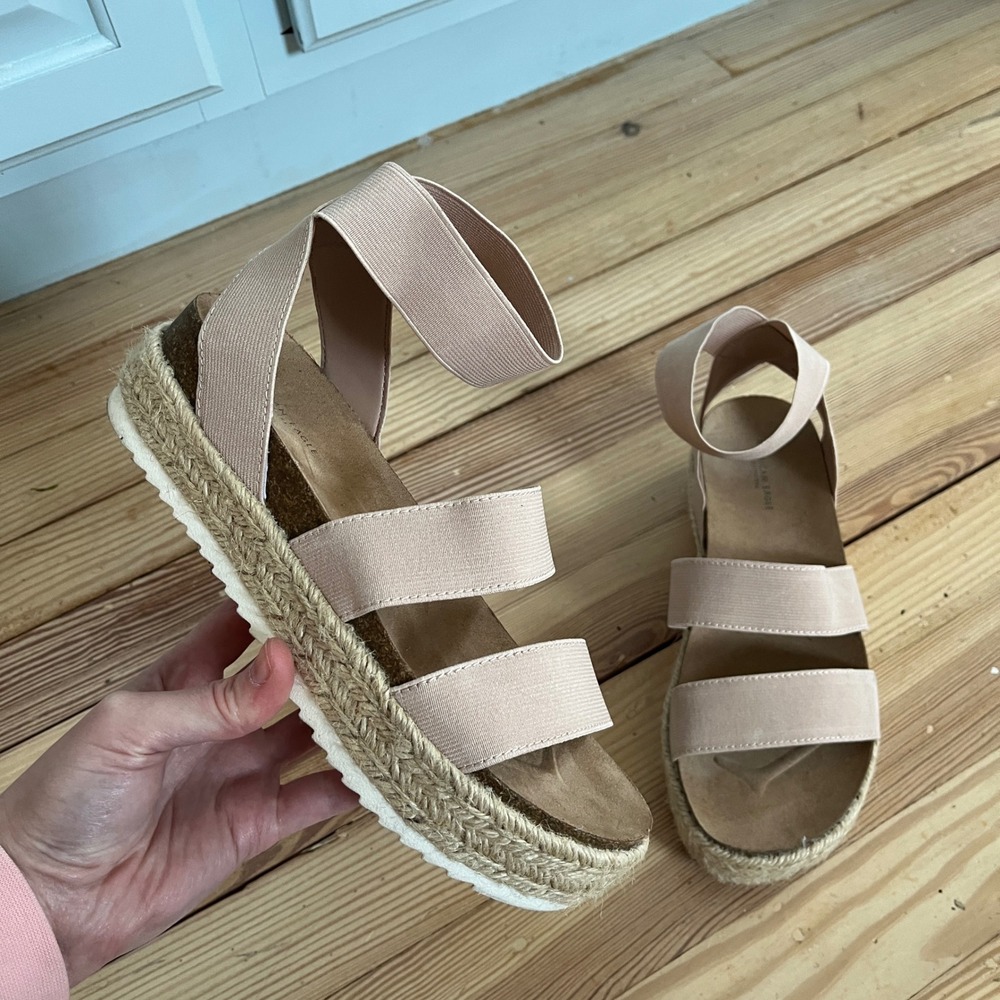 American Eagle‎ Pink Elastic Strappy Espadrille Platform Sandals Womens Size 6